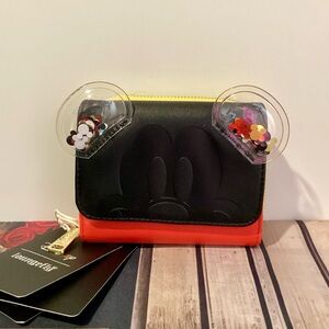 Loungefly x Disney Mickey Confetti Ears Colorblock Snap Closure Wallet